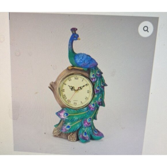 Peacock-Themed Figurine Table Clock Cracker Barrel Exclusive Design New - Picture 2 of 5